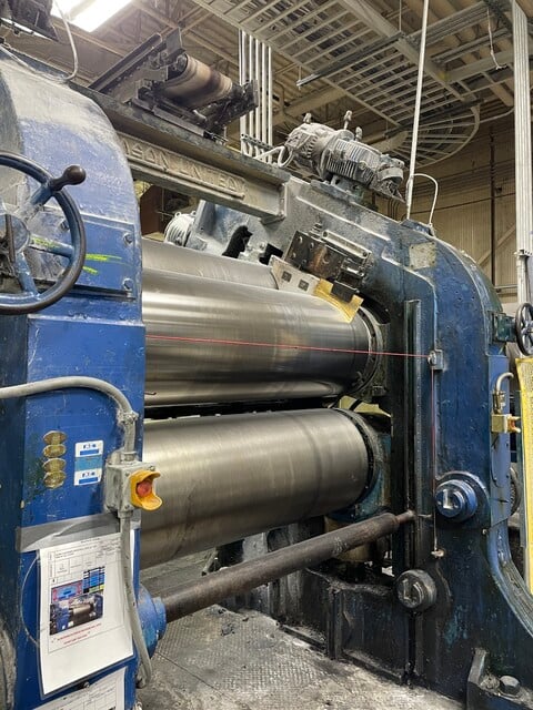 24" x 68" Adamson, 3 roll calender w/ a top inclined roll - Image 2