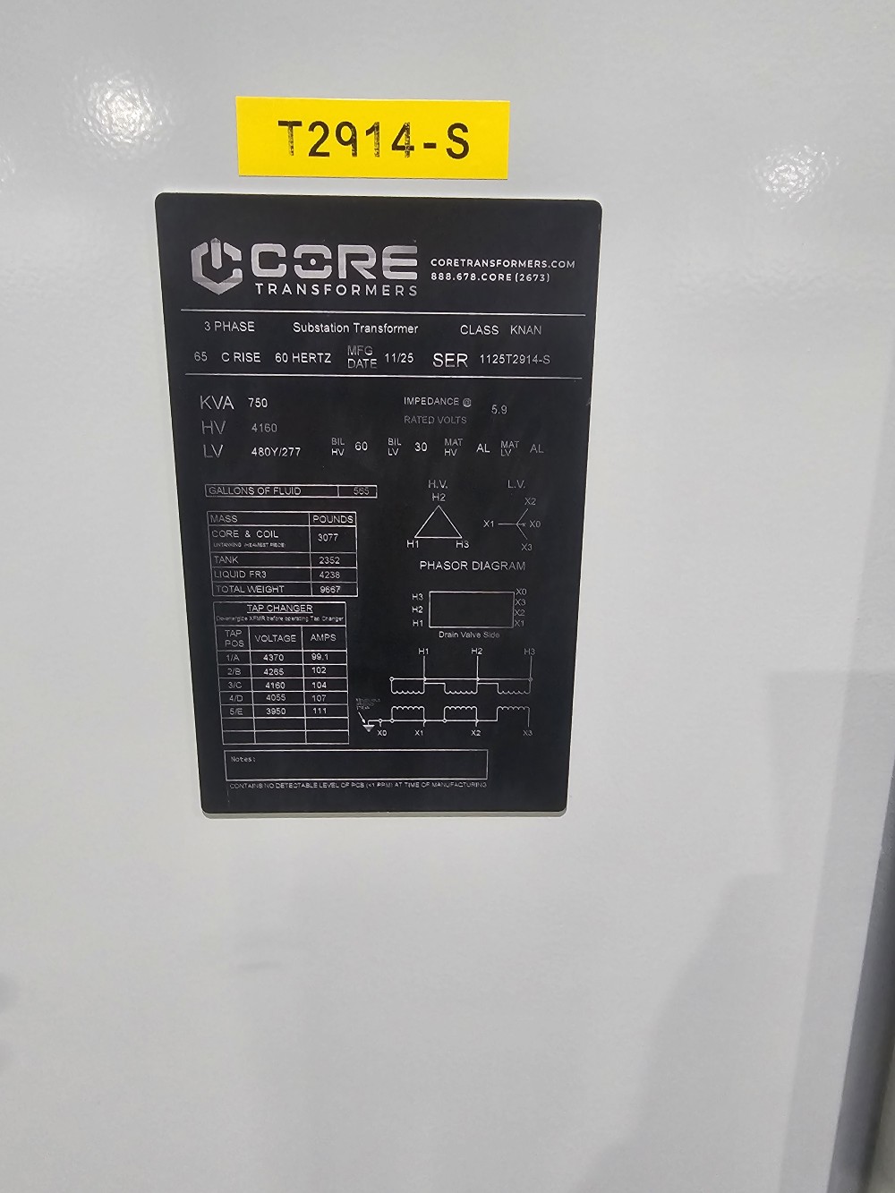 750 KVA 4160 Delta Primary, 480Y/277 Secondary, SUB, proCORE (immediate shipment available) - Image 2