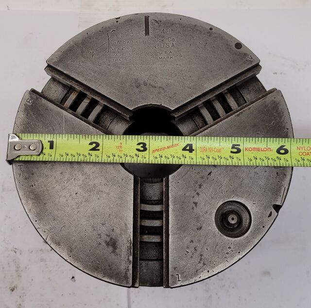 6" Skinner #3806-48, lathe chuck, 3-jaw - Image 7