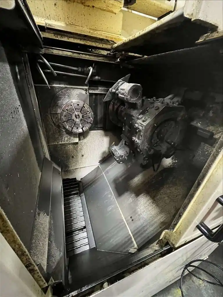 Muratec #MW-120, twin spindle CNC lathe, Fanuc Control, 8" chuck, 4500 RPM, 15 HP, chip conveyor, 2016 - Image 3