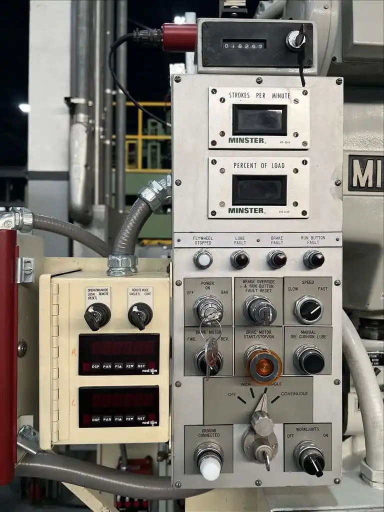 32 Ton, Minster #4SS, fixed base single point gap frame press, 3" stroke, 9.5"throat, 12" Shut Height, 1990 - Image 9
