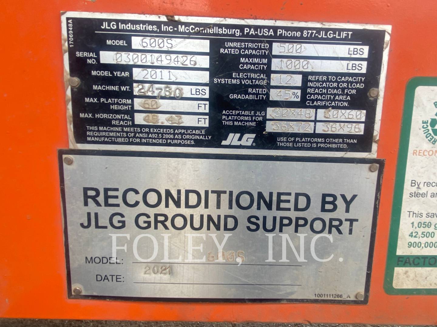 Jlg Industries, Inc. 600S, Articulated Boom Lift, 705 hours, S/N: 0300149426, 2011 - Image 6
