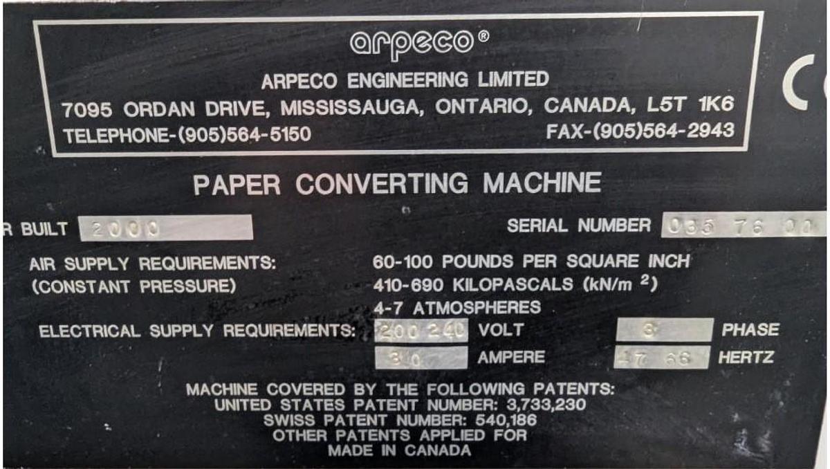 16" Label winder, Arpeco #Tracker-Premier, with splice table, rotary sheer cut, web advance, 2000 - Image 3