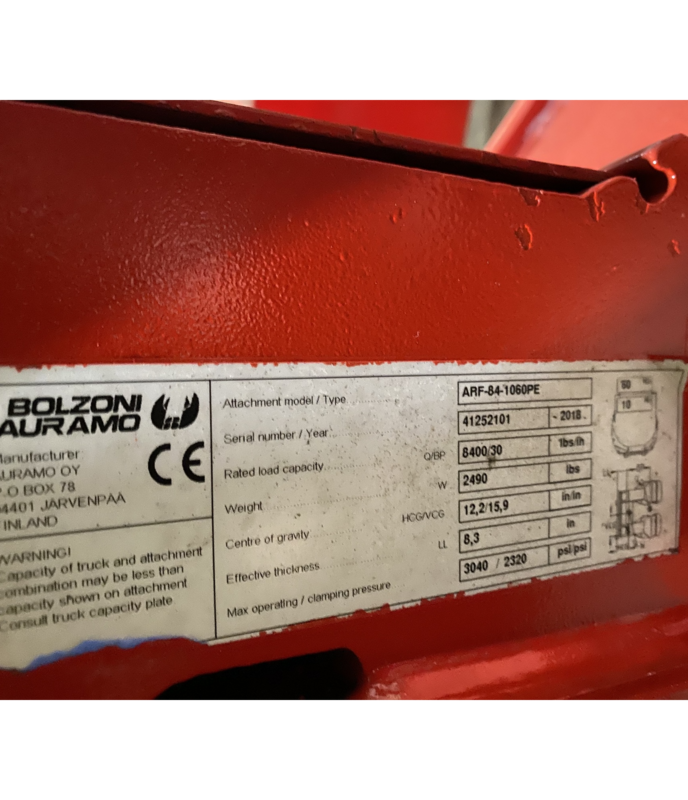 12000 lb. Hyster #S120FT-PRS, LPG forklift with Bolzoni ARF-84-1060PE 60" roll clamp, 2018 - Image 7