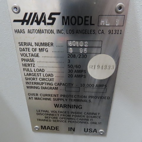 Haas #HL-1, CNC Lathe, 3- Jaw, 8" Kitagawa Chuck, 10 Tool Turret, 3-Phase, 416 Spindle Hours, 208/230V, Very - Image 2