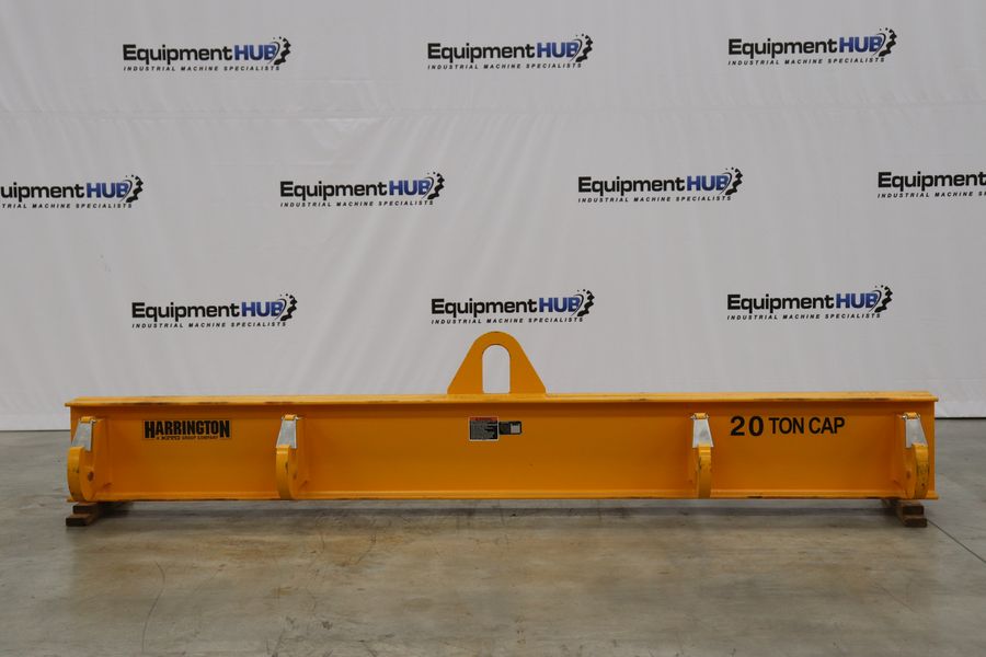 40000 lb. Harrington #HBSL-20-12, basket sling lifting beam, 12' outside spread, 25" headroon, 4" hook - Image 1