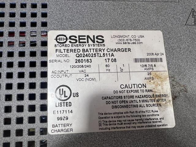 SENS #Q024025TL511A, automatic battery charger/, 25 amp max., 2008 - Image 5