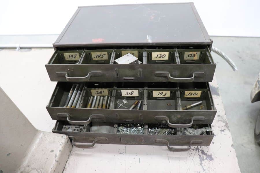 5 Ton, Enerpac, C-frame hydraulic press & 1.5 ton arbor press with workbench, tooling - Image 8