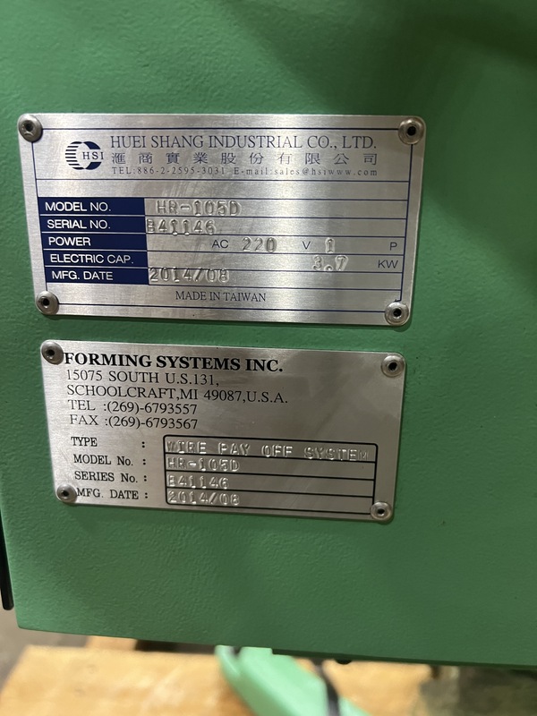 220 lb. Huei Shang #HR-105D, motorized pallet uncoiler, 31" outside dimensions, variable speed, forward & - Image 7