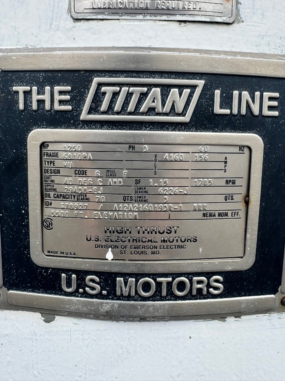 1250 HP 1785 RPM U.S. Motors, Frame 6810PA, VHS, vertical hollow shaft, 4160 Volts - Image 4