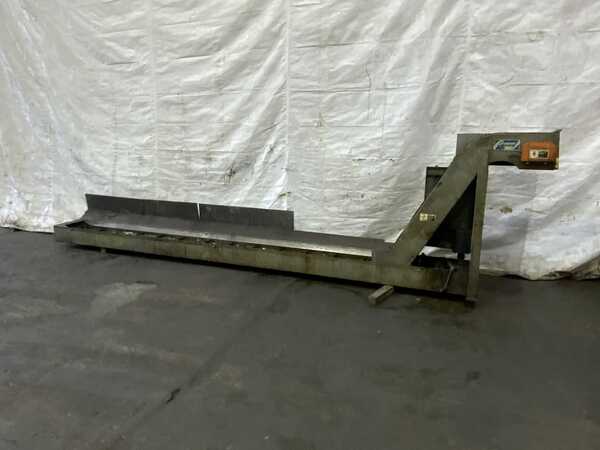 12" x 167" Mayfran, inclined chip conveyor, 52" dump height, coolant, 2002 - Image 1