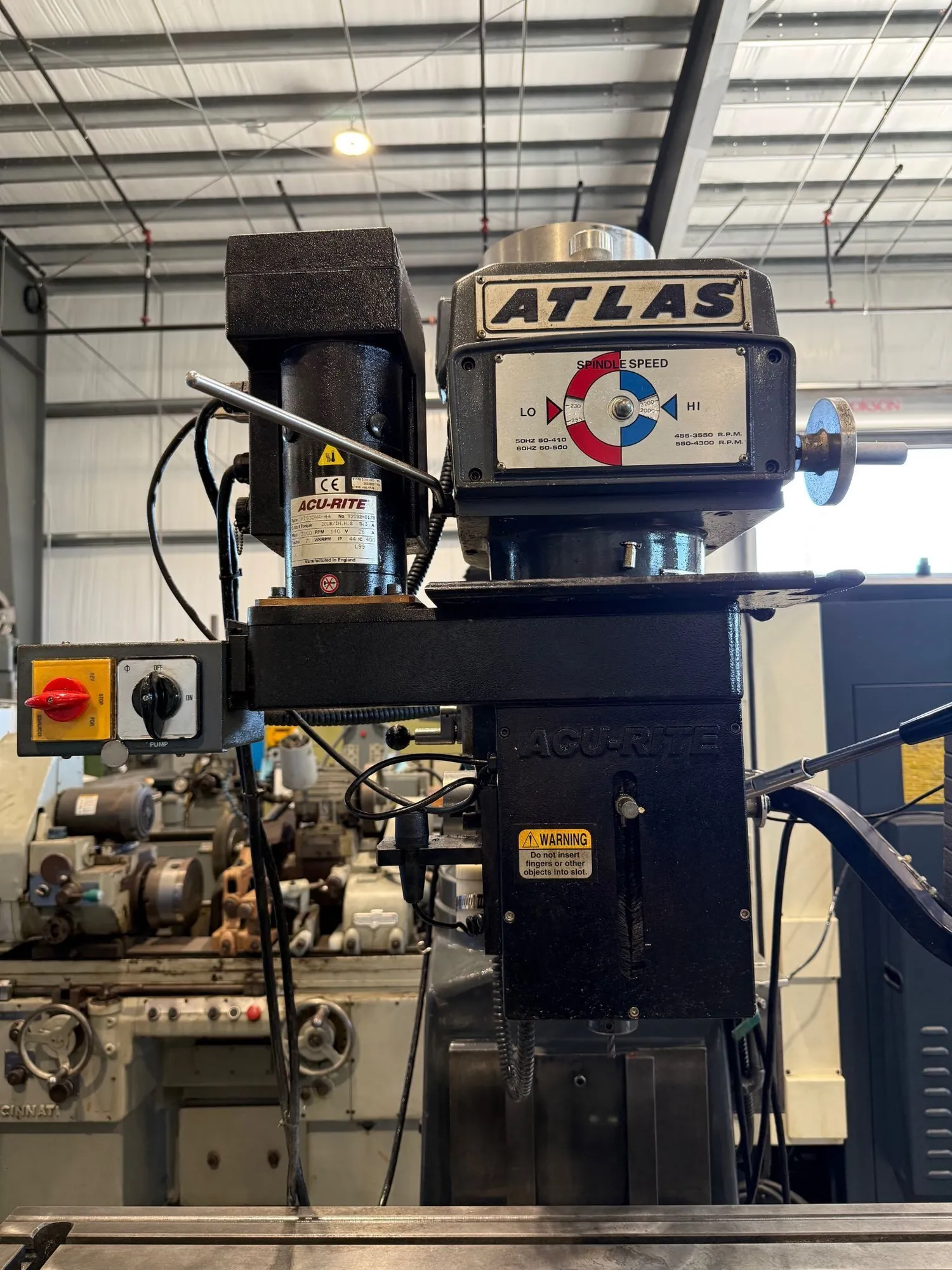 Atlas, Clausing #3VS08, CNC vertical mill, 10" x54" tbl., 3 HP, 39.6" X, 15.6" Y, 15" Z, 60-4300 RPM, R-8 - Image 7