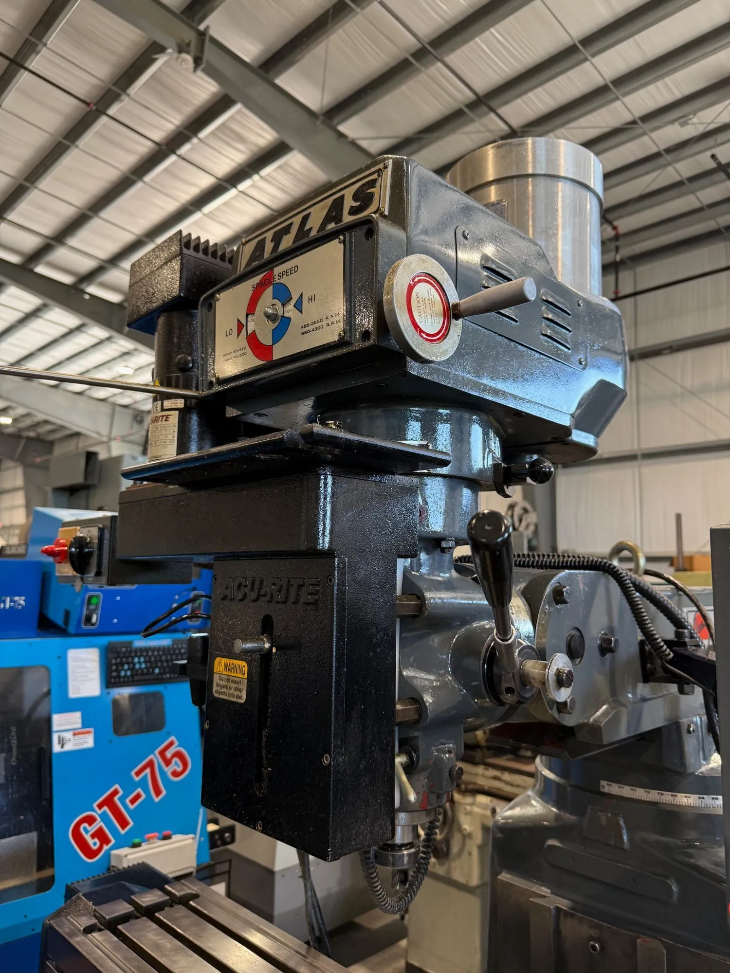 Atlas, Clausing #3VS08, CNC vertical mill, 10" x54" tbl., 3 HP, 39.6" X, 15.6" Y, 15" Z, 60-4300 RPM, R-8 - Image 8