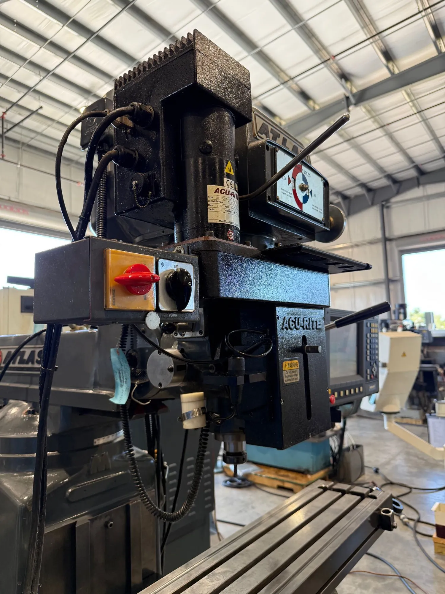 Atlas, Clausing #3VS08, CNC vertical mill, 10" x54" tbl., 3 HP, 39.6" X, 15.6" Y, 15" Z, 60-4300 RPM, R-8 - Image 9
