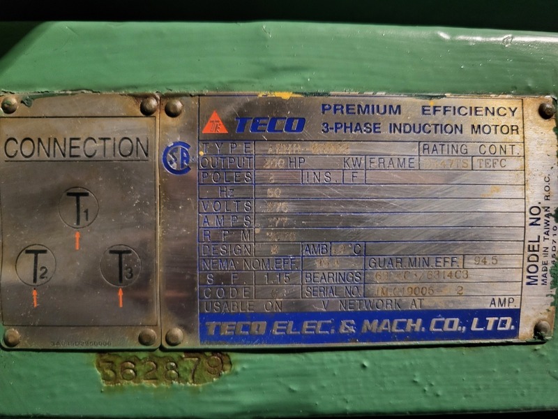 200 HP 3570 RPM Teco Westinghouse AEHH-8R002, Frame D447TS, 3 Phase, 60 Hz, 177 Amps, 575 V - Image 2