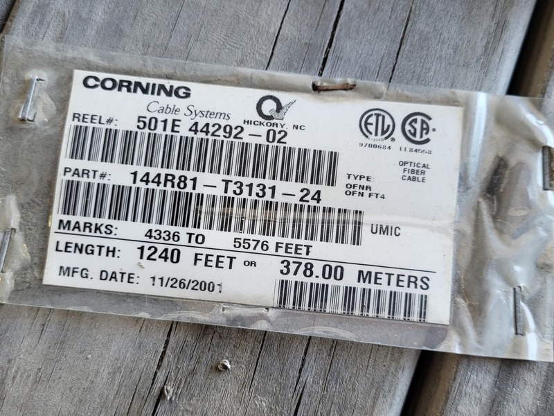 Corning #144R81-T3131-24, Tight-Buffered Fiber Optic Cable, UMIC Fiber Type, 1240' long, 24 Strands, 2001 - Image 2