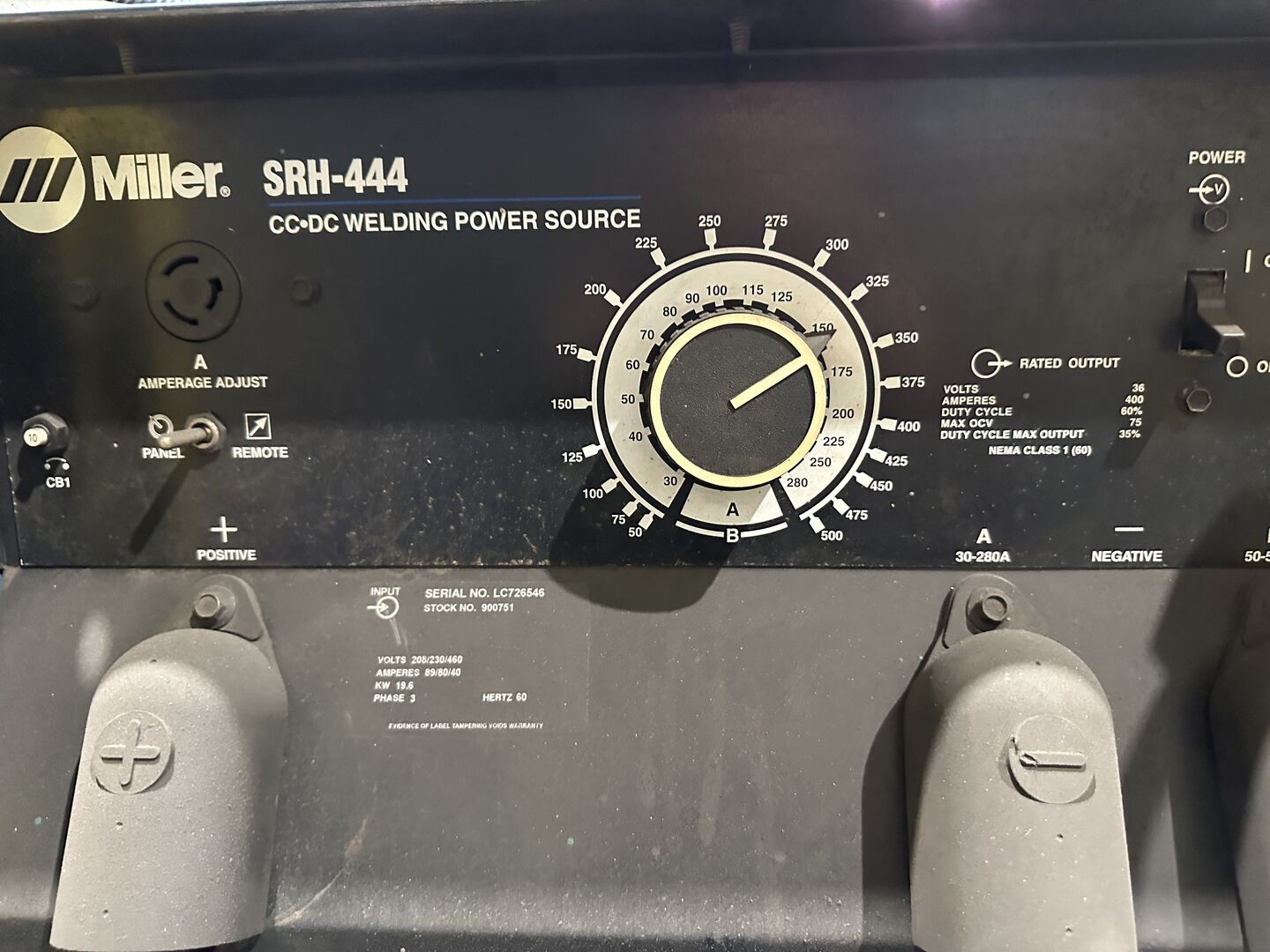 400 Amps, Miller #SRH-444, Arc Welder, Gouger, 3 Phase, 19.6 kW, 208/230/460 V Input, 36 V Output - Image 4