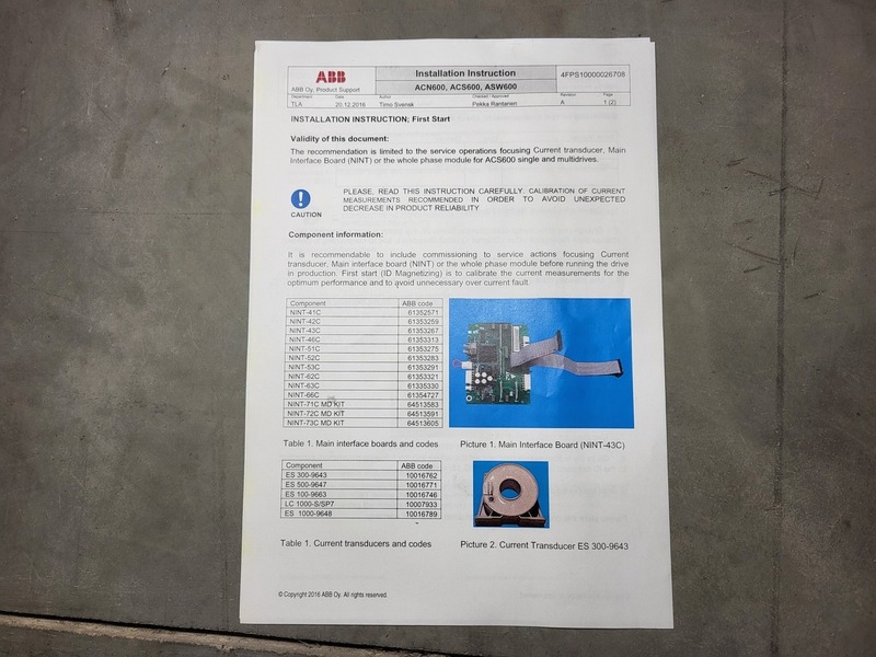 ABB #PM9Y604R86, Preventive Maintenance Kit 9YR ACS604-0140-6, 2017 - Image 3