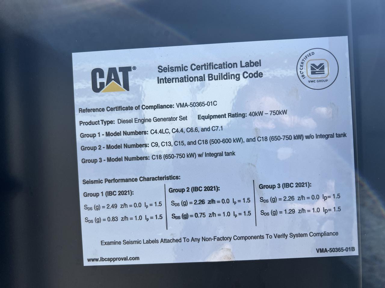 750 KW Caterpillar #C18, diesel generator set, open skid, 480 Volts, new factory warranty, 2023 - Image 9