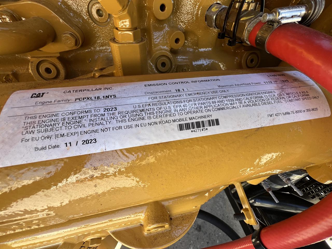 750 KW Caterpillar #C18, diesel generator set, open skid, 480 Volts, new factory warranty, 2023 - Image 10