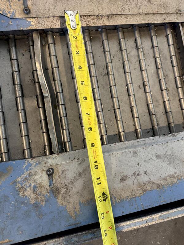 9" wide x 108" long, Hennig #M5, powered chip conveyor, 48" discharge height, 2011 - Image 10