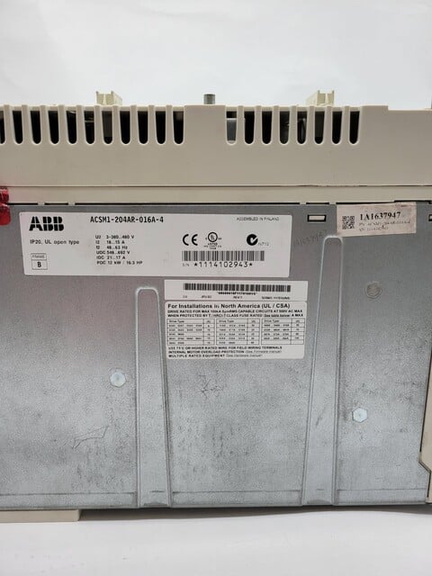 16.3 HP ABB, ACSM1-204AR-016A-4, Inverter, 380/480 Volts, 18A, 12KW, 3PH - Image 4