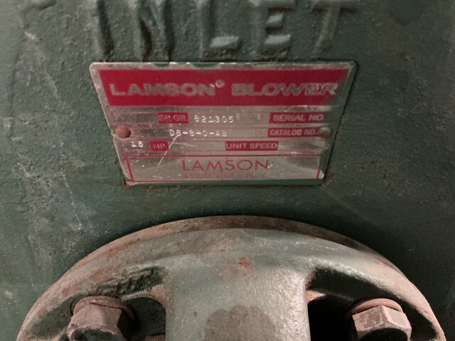 Lamson #D8-8-0-AB, multi-stage blower, 15 HP, 3515 RPM, 230/460 V. - Image 10