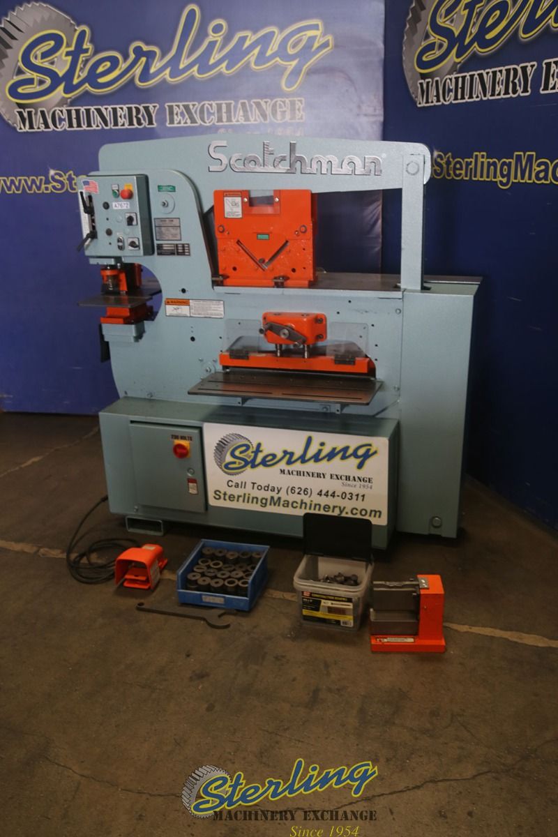 6" x 6" x 3/8" Scotchman #6509-24M, hydraulic ironworker, 65 ton, 9" throat, foot pedal punch Control, brake - Image 4