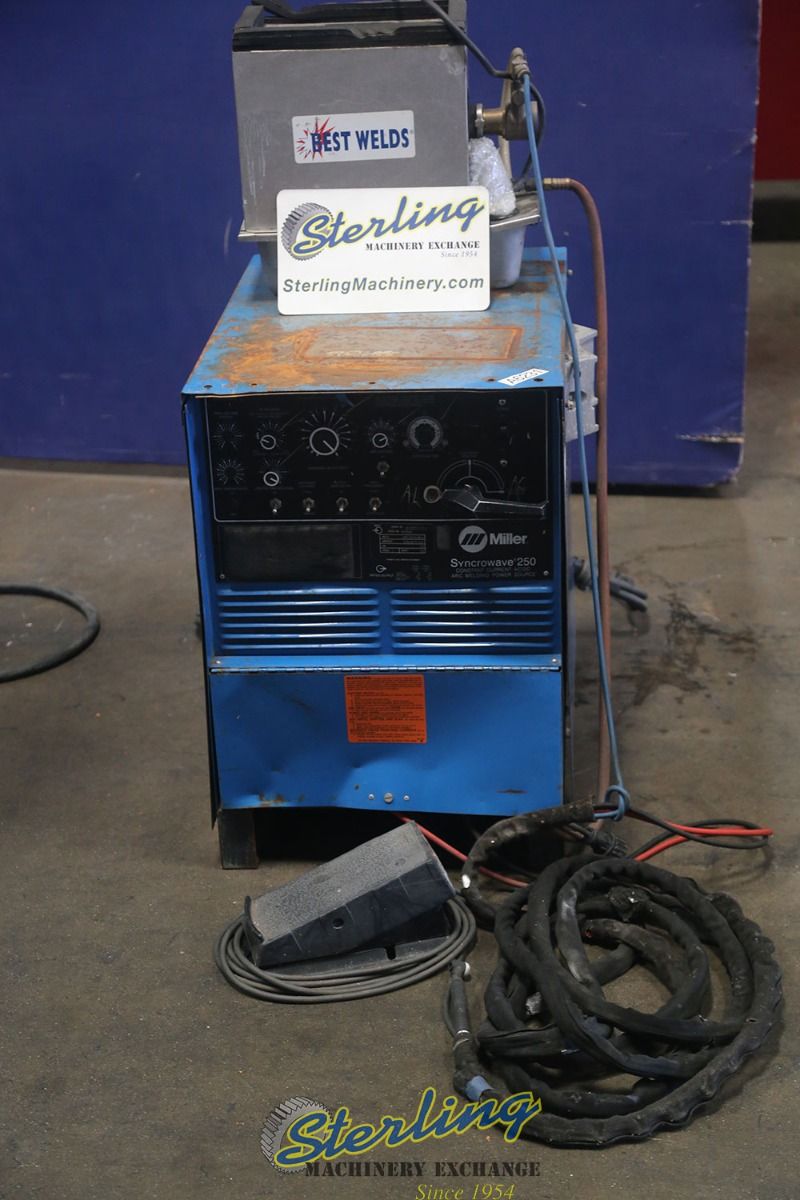 Miller #Syncrowave-250, AC/DC tig welder, 250 Amp., 21 KVA, power cord, tig torch, foot pedal - Image 1