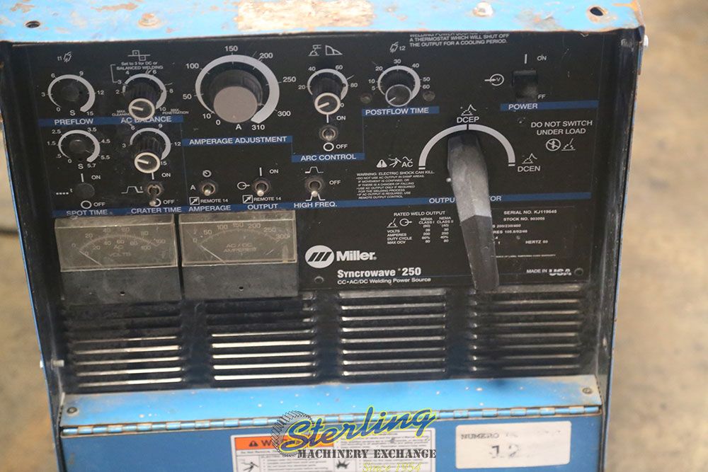 Miller #Syncrowave-250, AC/DC tig welder, 250 Amp., 21 KVA, power cord - Image 7
