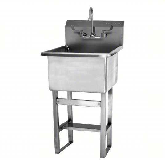 NEW Columbia Sani-Lav Utility 1 Bowl Sink, Stainless Steel, U2424F-0.5, .5 GPM - Image 1