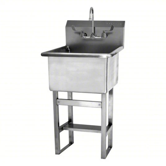 Columbia Sani-Lav, Utility 1 Bowl Sink, Stainless Steel, U2424F-0.5, .5 GPM, 24" width x 24" L x 12" D, NSF - Image 1