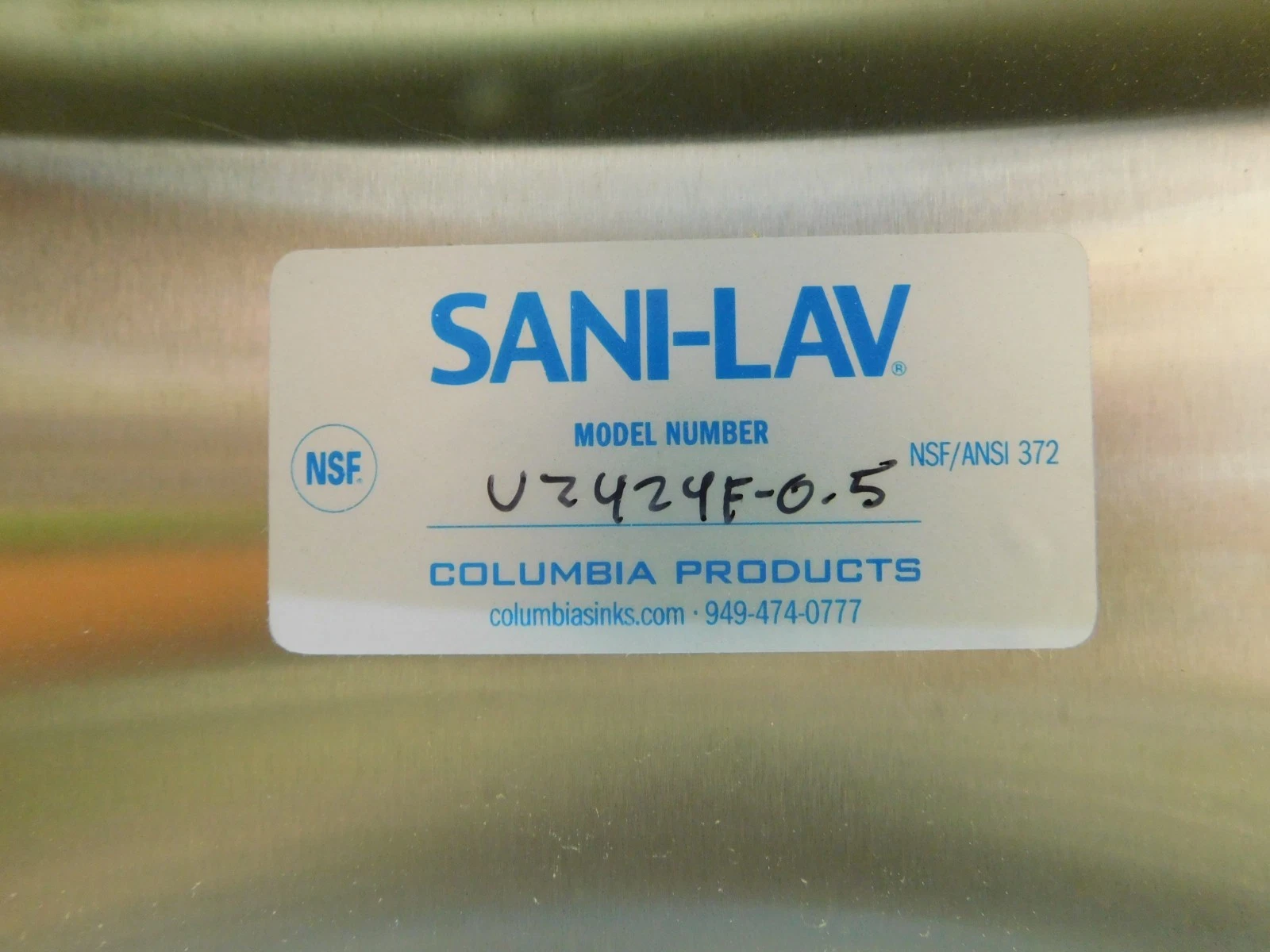 Columbia Sani-Lav, Utility 1 Bowl Sink, Stainless Steel, U2424F-0.5, .5 GPM, 24" width x 24" L x 12" D, NSF - Image 3