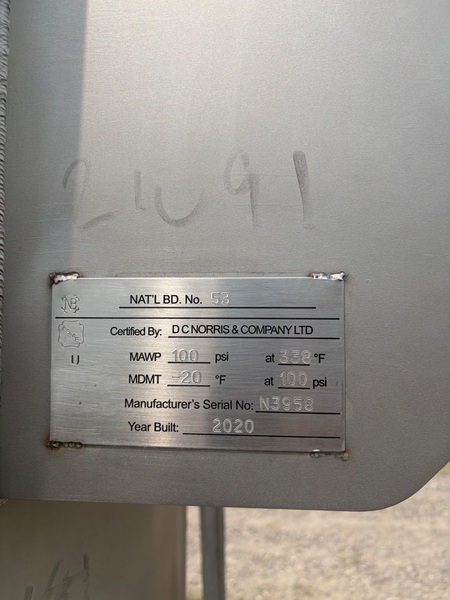 500 Gallon DC Norris, Stainless Steel Cook Kettle, Side-entering agitation, 100 psi @ 338&deg;F MAWP, -20&deg;F @ - Image 9