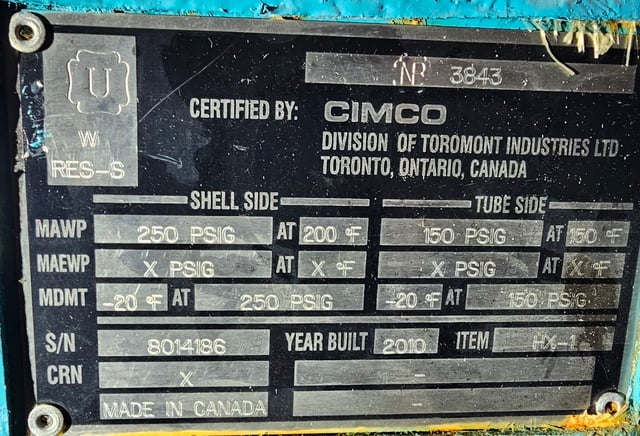 300 Ton, Toromont CIMCO #C6-W08AHE, Chiller, skid mountb, R-717, 2010 - Image 6