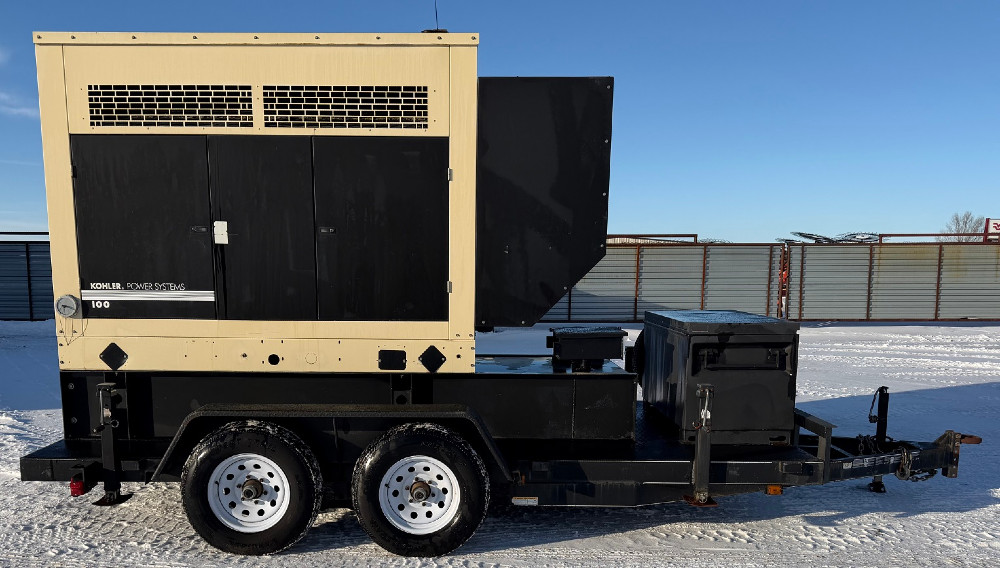 100 KW Kohler #100REOZJD, trailer mounted diesel generator set, 120/208 Volts, 3-phase, John Deere 4045HF285 - Image 1