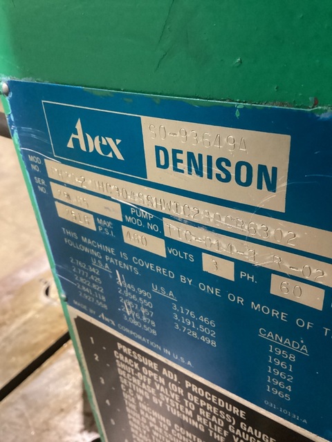 20 Ton, Abex Denison Abex #FH20-20HC304SSHWIC280CR6302, hydraulic gap frame press - Image 6