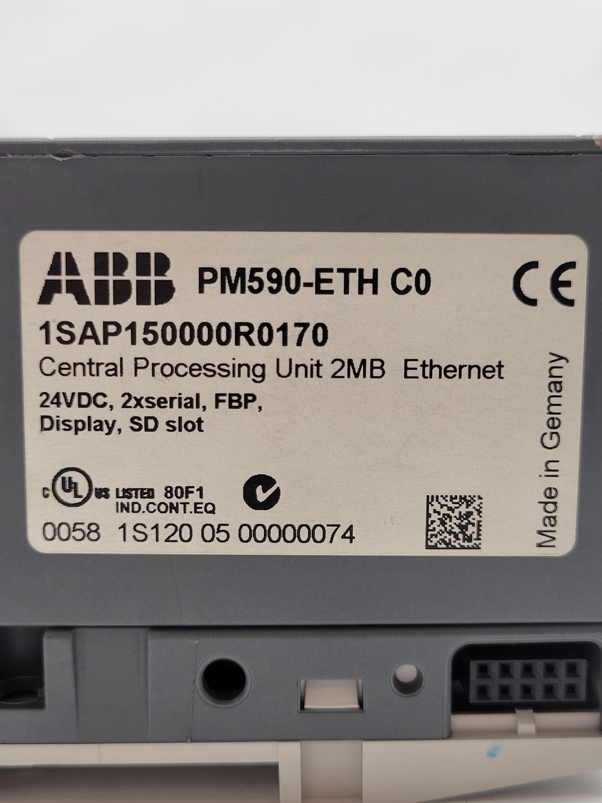 ABB #PM590-ETH-C0, Central Processing Unit, w/ Communication Module, 2MB, 24 VDC, 10W - Image 2
