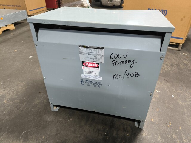 75 KVA 600-208Y Primary, 120 Secondary Square D 75T8H, Sorgel Transformer, 72-208 Amp, Type 2 Encl - Image 6