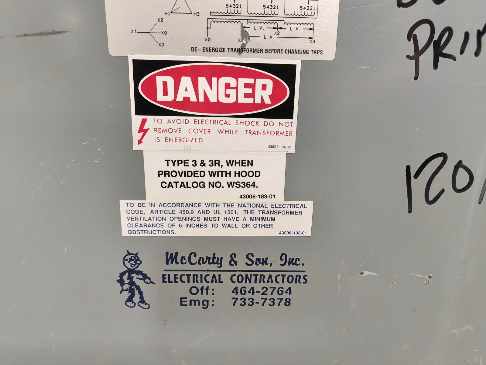 75 KVA 600-208Y Primary, 120 Secondary Square D 75T8H, Sorgel Transformer, 72-208 Amp, Type 2 Encl - Image 7
