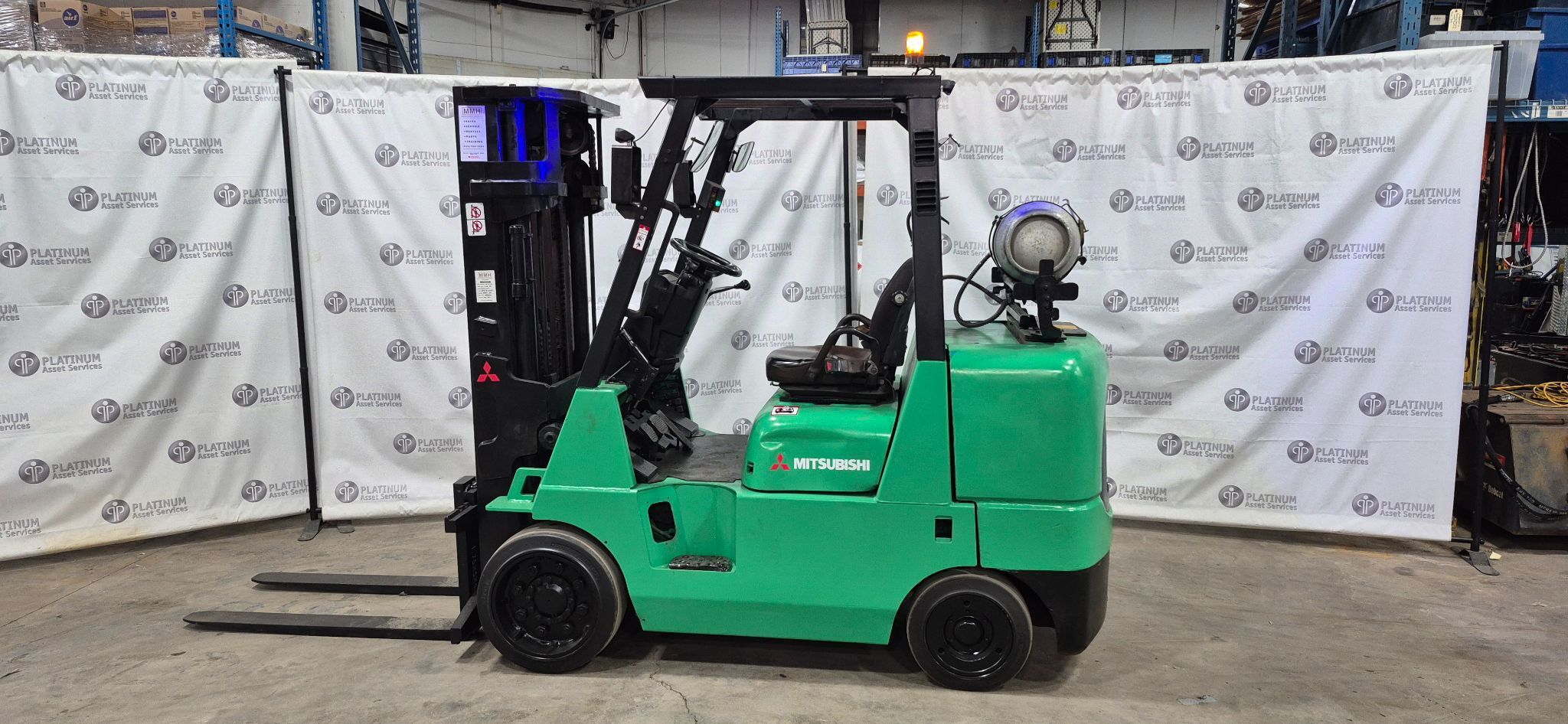 8000 lb. Mitsubishi #FGC40K, LPG forklift, 3 stage, 183" lift, 12463 hours, reconditioned, 2017 - Image 2