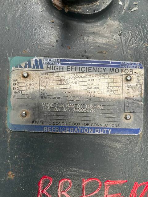 200 HP 3565 RPM Ram, Frame 444TS, 230/460 Volts, High Efficiency Electric Motor - Image 10