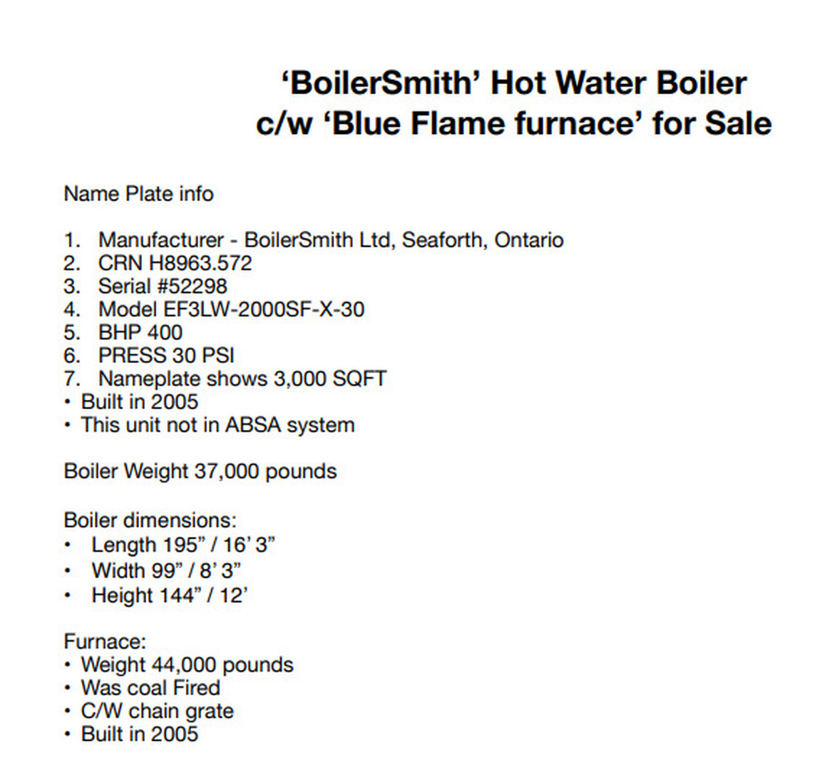 Boilersmith #EF3LW-2000SF-X-30, hot water boiler with furnace, 400 BHP, 30 psi, 3000 sq.ft., 2005 - Image 10