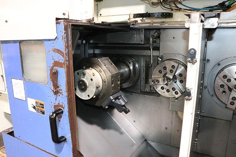 Muratec #MW-120, twin spindle CNC lathe, Muratec/Fanuc pendant Control, (2) 3-jaw 8" chucks, 2013 - Image 5