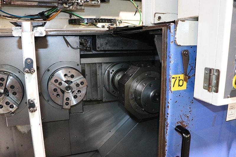 Muratec #MW-120, twin spindle CNC lathe, Muratec/Fanuc pendant Control, (2) 3-jaw 8" chucks, 2013 - Image 6