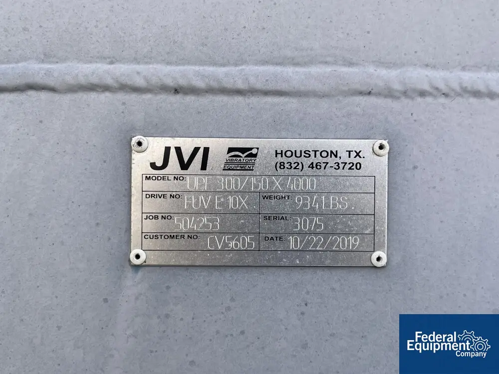 JVI #UPF-300/150X-4000, Vibratory Conveyor, 2019 - Image 2