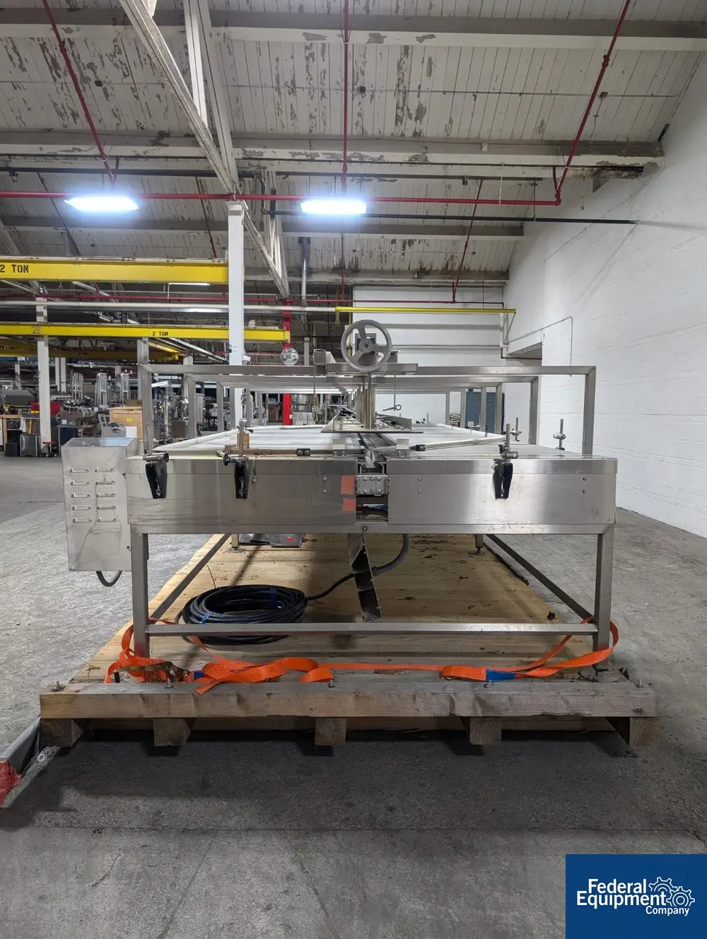 72" width x 175" L Barry Wehmiller, Accumulation Conveyor, Stainless Steel, 2x 36" belts, 1 HP, 4" middle - Image 3