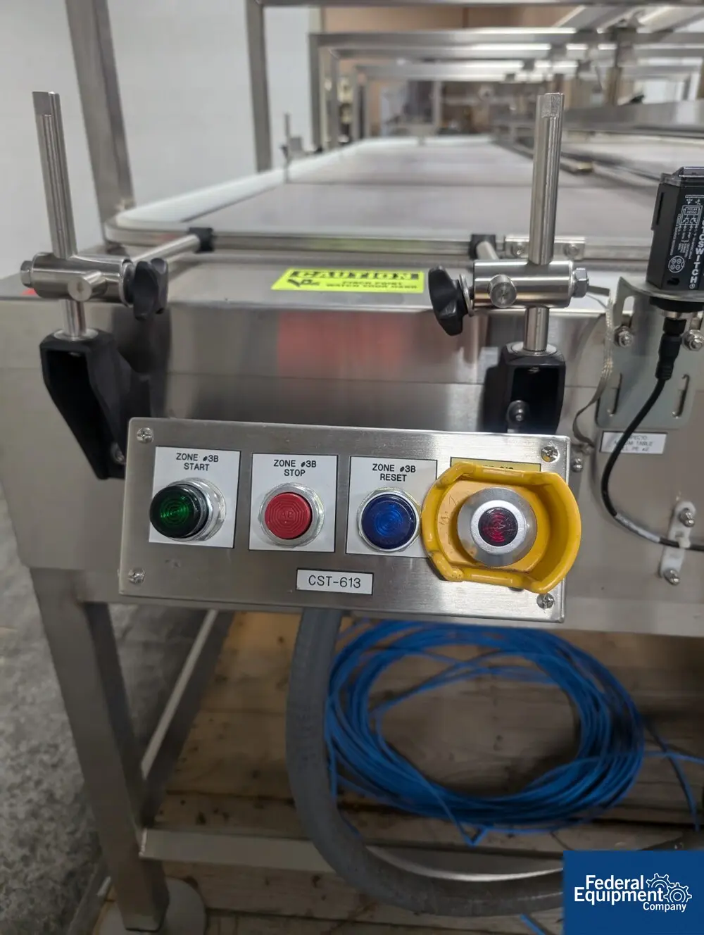 72" width x 175" L Barry Wehmiller, Accumulation Conveyor, Stainless Steel, 2x 36" belts, 1 HP, 4" middle - Image 6