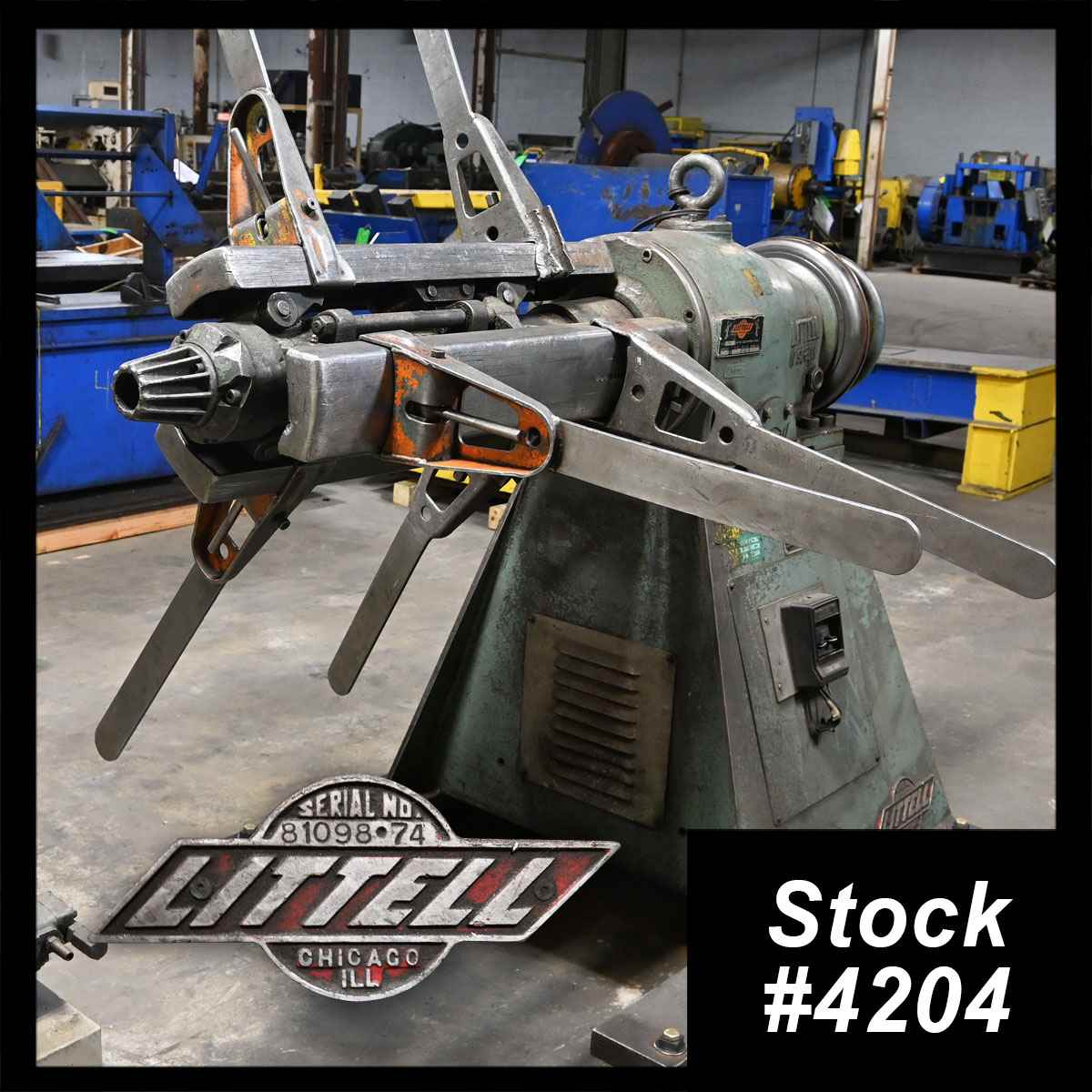 10000 lb. Littell #90-30, single uncoiler, 30" width, 48" outside dimensions, 16"-20" ID, 3-arm manual - Image 1