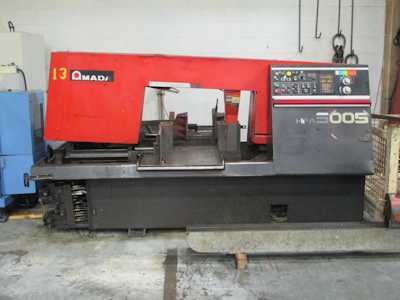 20" x 20" Amada #HFA500S, automatic feed, hydraulic clamping, conveyor, (2) power vises, 1995, #18544 - Image 1